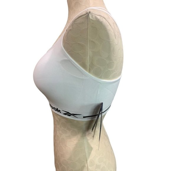 Small Reebok Rise Up Seamless Strappy Bra Sports New Stark White - Picture 6 of 10